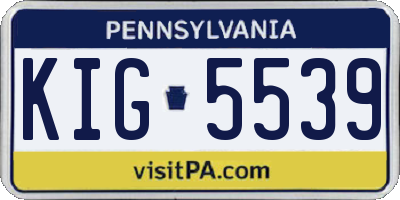 PA license plate KIG5539