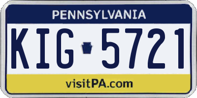 PA license plate KIG5721