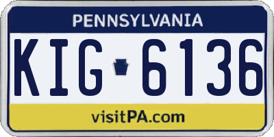 PA license plate KIG6136