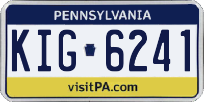 PA license plate KIG6241