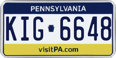 PA license plate KIG6648