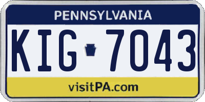 PA license plate KIG7043