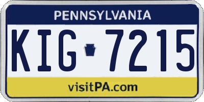 PA license plate KIG7215