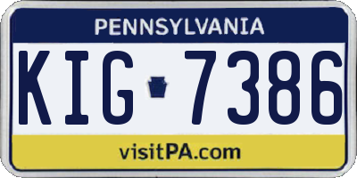 PA license plate KIG7386