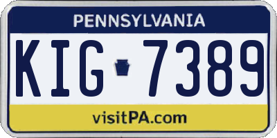 PA license plate KIG7389