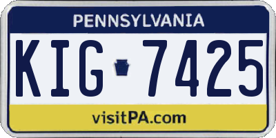 PA license plate KIG7425