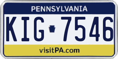 PA license plate KIG7546