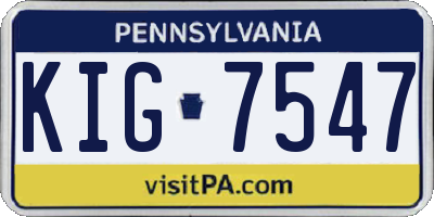 PA license plate KIG7547