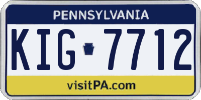 PA license plate KIG7712