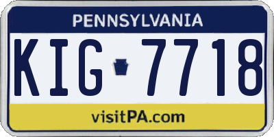 PA license plate KIG7718