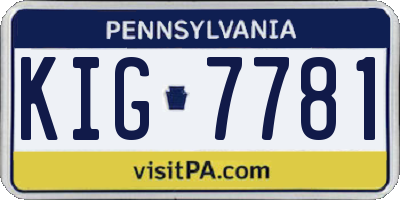 PA license plate KIG7781