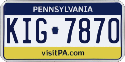 PA license plate KIG7870