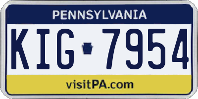 PA license plate KIG7954