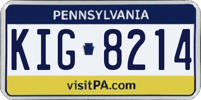 PA license plate KIG8214