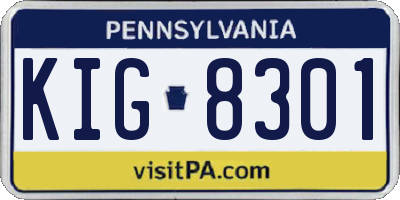 PA license plate KIG8301