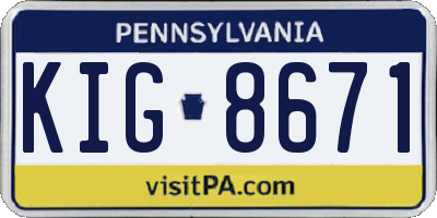 PA license plate KIG8671