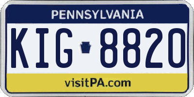 PA license plate KIG8820