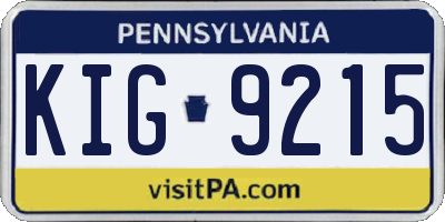 PA license plate KIG9215