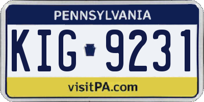 PA license plate KIG9231