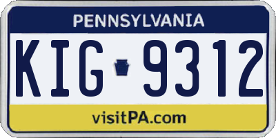 PA license plate KIG9312