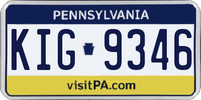PA license plate KIG9346