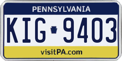 PA license plate KIG9403