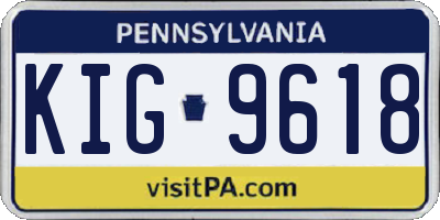 PA license plate KIG9618