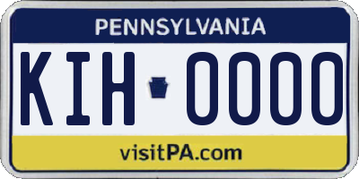 PA license plate KIH0000