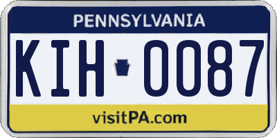 PA license plate KIH0087