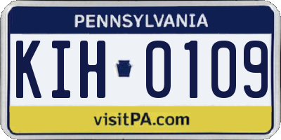 PA license plate KIH0109