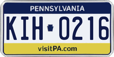 PA license plate KIH0216