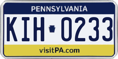 PA license plate KIH0233