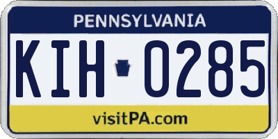 PA license plate KIH0285