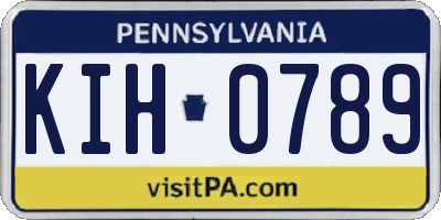 PA license plate KIH0789