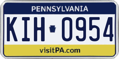 PA license plate KIH0954
