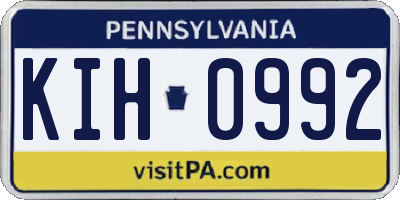 PA license plate KIH0992