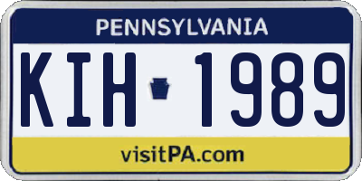 PA license plate KIH1989