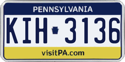 PA license plate KIH3136