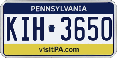 PA license plate KIH3650