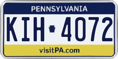 PA license plate KIH4072