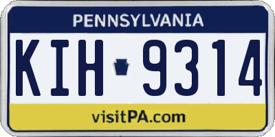 PA license plate KIH9314