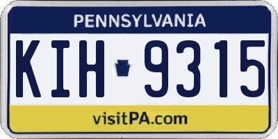 PA license plate KIH9315