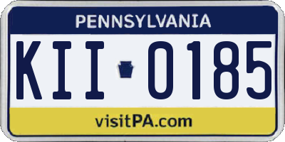 PA license plate KII0185