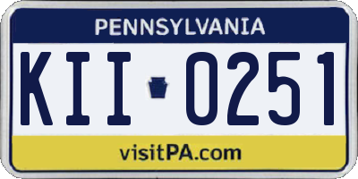 PA license plate KII0251