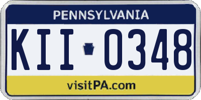PA license plate KII0348