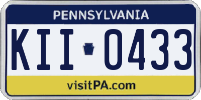 PA license plate KII0433