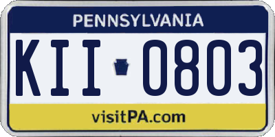 PA license plate KII0803