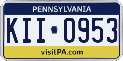 PA license plate KII0953