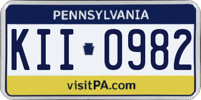 PA license plate KII0982