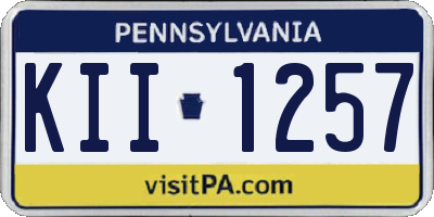 PA license plate KII1257